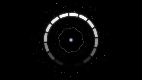 Abstract circular loading interface with glowing white elements and particl.. Stock Footage 345897146