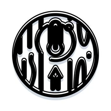 Abstract circular logo black and white geometric design Stock Illustration