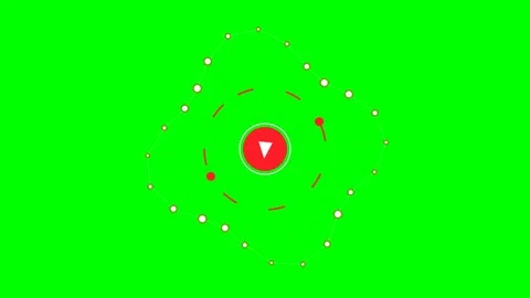 Abstract circular motion animation with a central red play button icon Stock Footage 340900368