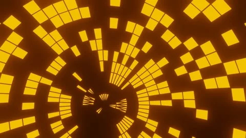 Abstract circular motion background with golden digital geometric squares r.. Video stock 337818857