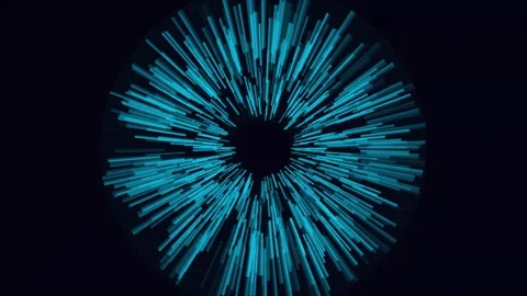Abstract circular motion background showing glowing blue particles in dark .. Video stock 342784449