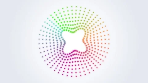 Abstract circular motion of colorful dots forming geometric pattern on whit.. Stock Footage 346771065