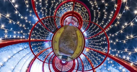 Abstract circular motion in festively lit underground passage tunnel Video stock 186851614