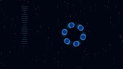Abstract circular motion glowing blue circles spinning against dark starfie.. Stock Footage 342549589