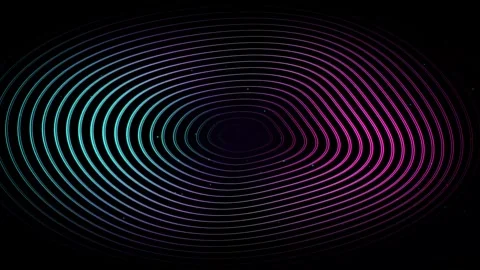 Abstract circular motion with glowing cyan and magenta neon rings in dark s.. Stock Footage 345572832