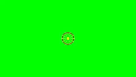 Abstract circular motion graphic element on a vibrant green screen background Stock Footage 340900301