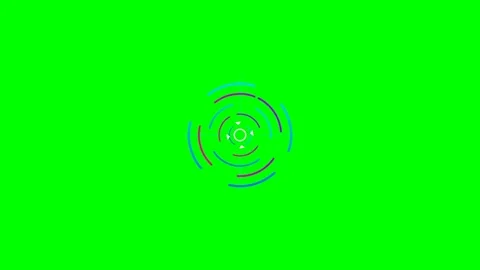 Abstract circular motion graphic elements isolated on vibrant green screen Stock Footage 341839716