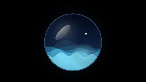 Abstract circular motion graphic featuring fluid wave layers within glass o.. Video stock 345003380