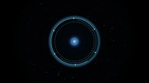 Abstract circular motion graphic pulsing around central point in dark space.. Video stock 345277033