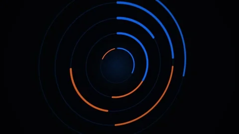 Abstract Circular Motion Graphics with Blue and Orange Neon Lines in Dark B.. Stock Footage 340916239