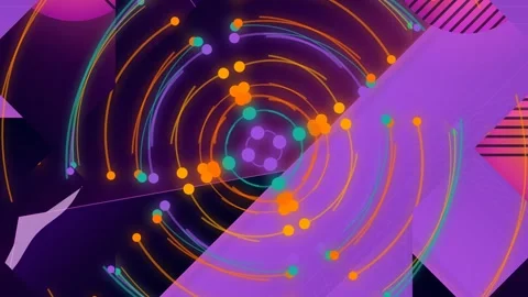 Abstract circular motion with particles and shapes a colorful video featuring sw Stock Footage 330530023