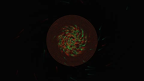 Abstract circular motion pattern created by glowing red and green particles.. Stock-Footage 341842798