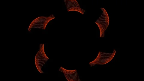 Abstract circular motion pattern with glowing orange wavy lines on dark bac.. Stock-Footage 342583210