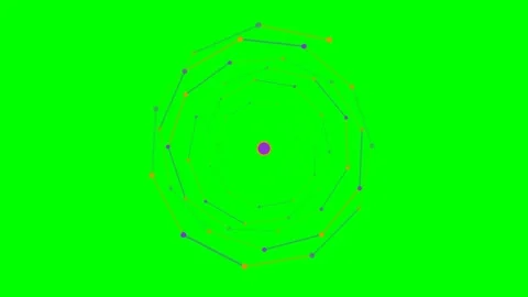 Abstract circular motion pattern with purple and orange dots on green screen Stock Footage 340905231
