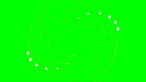 Abstract circular motion pattern with white dots on a vibrant green backgroun Stock Footage 340904104