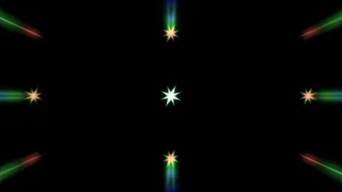 Abstract Circular Motion Stars Neon Light Rays 4K Overlay Stock Footage 321832032