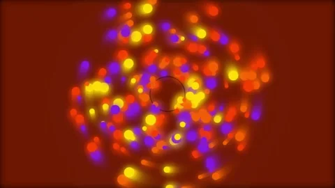 Abstract circular motion of vibrant glowing bokeh particles on a dark warm .. 動画素材 343155159