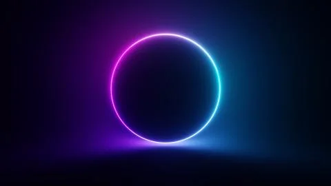 Abstract circular neon background. Fluorescent glowing neon glowing blinking  Stock Photos