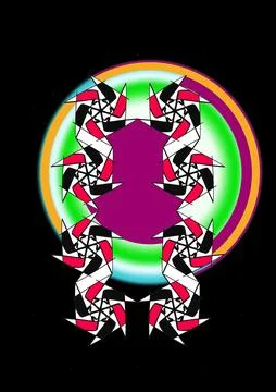 Abstract Circular Neon Gradient With Interlaced Shapes Stock Illustration