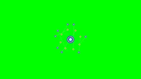Abstract circular network diagram with interconnected nodes on green screen Stock Footage 341823624