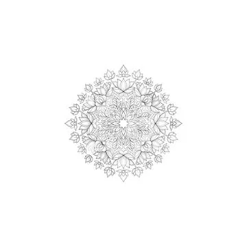 Abstract circular network of geometric shapes and leaves with abstract design Stock Illustration