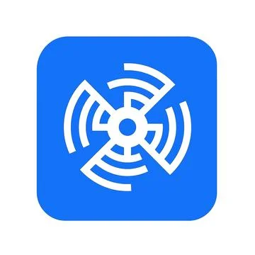 Abstract circular network icon design in white on blue background for digit.. Stock Illustration