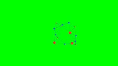 Abstract circular network structure with red and blue dots on green backgroun Stock Footage 340903451