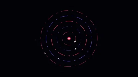 Abstract circular orbit visualization with glowing light points in deep space Stockbeeldmateriaal 338309732