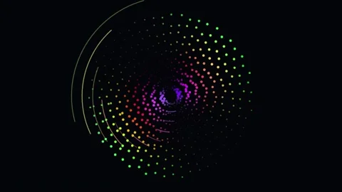 Abstract circular particle swirls rotating against dark background for digital Stock Footage 344583535