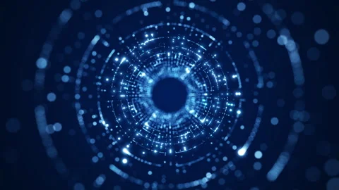 Abstract circular particle tunnel technology background concept on dark blue bac Video stock 263102307