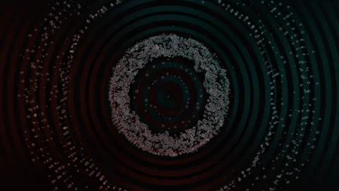 Abstract Circular Particle Wave with Dark Gradient Background Stock Footage 313394979