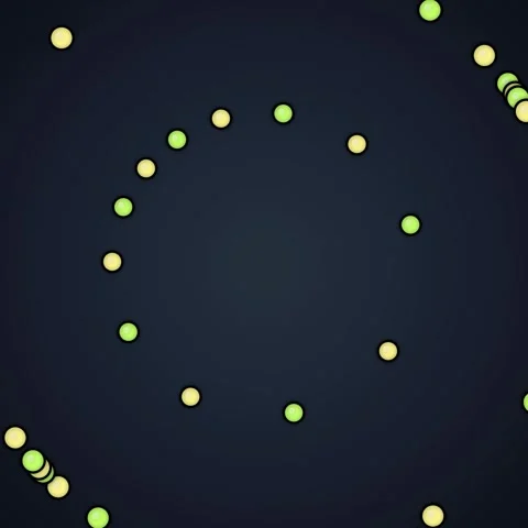 Abstract Circular Pattern Animation: Green and Yellow Dots Forming Concentr.. Stock Footage 348230386