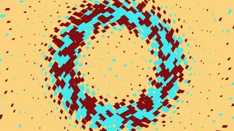 Abstract circular pattern with blue and red squares Stock Illustration