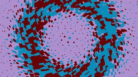 Abstract circular pattern with blue and red square shapes Stock Illustration