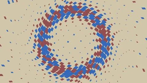 Abstract circular pattern with blue and red geometric shapes イラスト素材