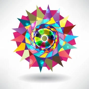 Abstract circular pattern of bright multi-colored triangles in t Illustrazione stock