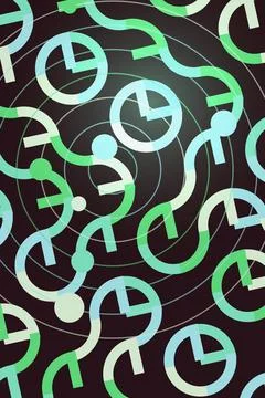 Abstract Circular Pattern with Clock Icons Stock Photos