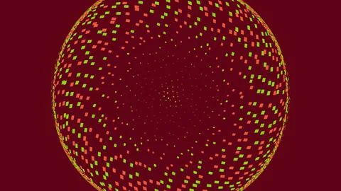Abstract circular pattern with colorful dots on dark red イラスト素材