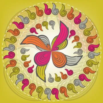 Abstract circular pattern of colorful swirls Stock Illustration
