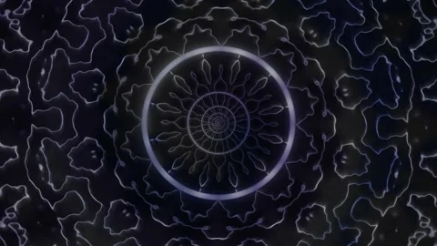 Abstract circular pattern design on dark background Stock Footage 339866890