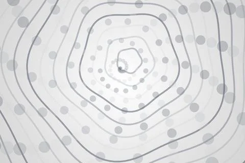 Abstract circular pattern with gray dots on white background Stock Photos