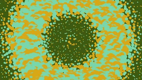 Abstract circular pattern with green and orange dots Stock Illustration