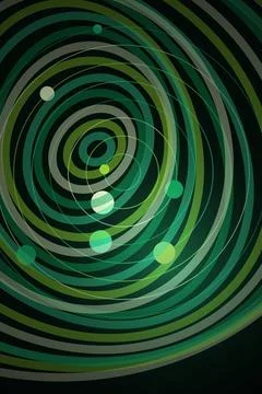 Abstract Circular Pattern with Green and Gray Rings Stock Illustration