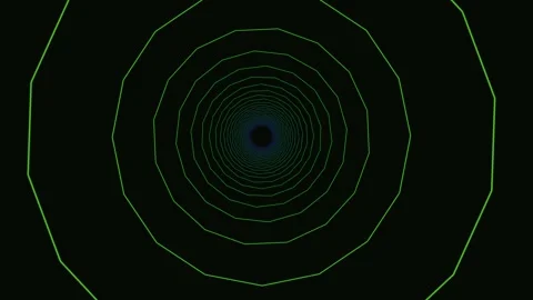 Abstract circular pattern with green lines on dark background Stock Footage 337926384