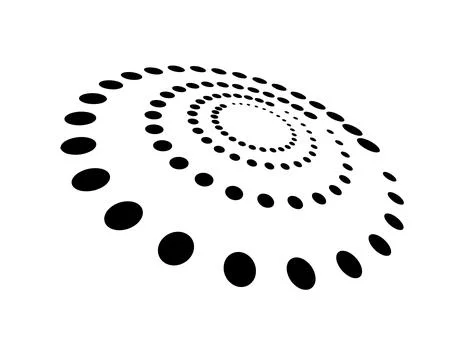 Abstract circular pattern with halftone dots creating dynamic gradient waves Stock Illustration