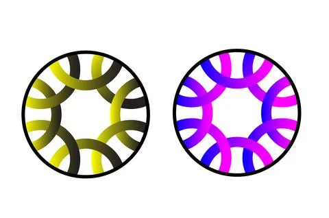 Abstract circular pattern logo with colorful interlocking curved shapes Stockillustratie