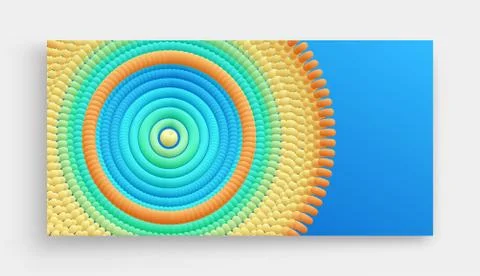 Abstract circular pattern made of color spheres and ellipses. Vector art illu Illustrazione stock