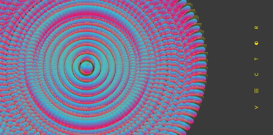 Abstract circular pattern made of color spheres and ellipses. Vector art illu Stock Illustration