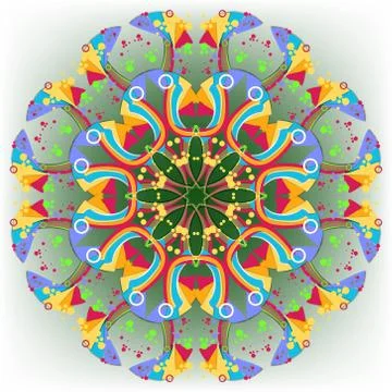 Abstract circular pattern of multicolored geometric shapes Stock Illustration