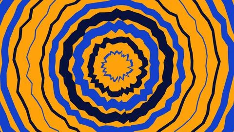 Abstract circular pattern with orange and blue wavy lines Illustrazione stock